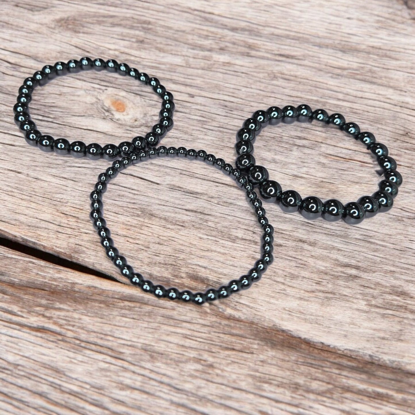 Hematite Stretch Circular Different Size Bracelets