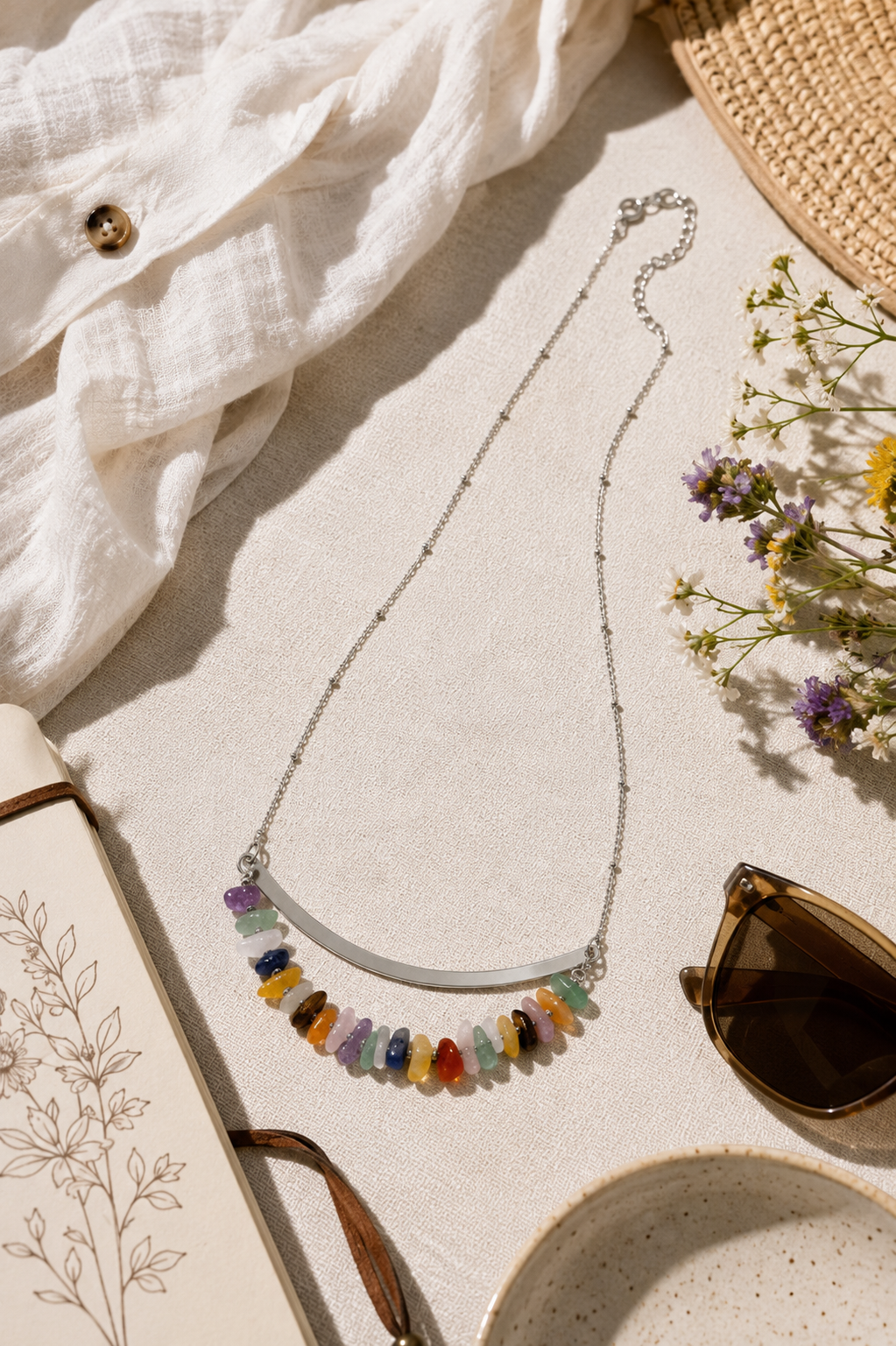 Wildflower Stone Bar Necklace