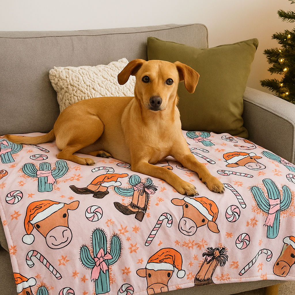 Western Christmas Lap Blanket – Cozy Cowgirl Holiday Throw Collection