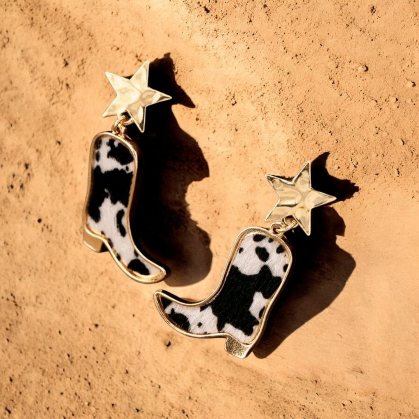 Boot Scootin' Cowhide Print Earrings