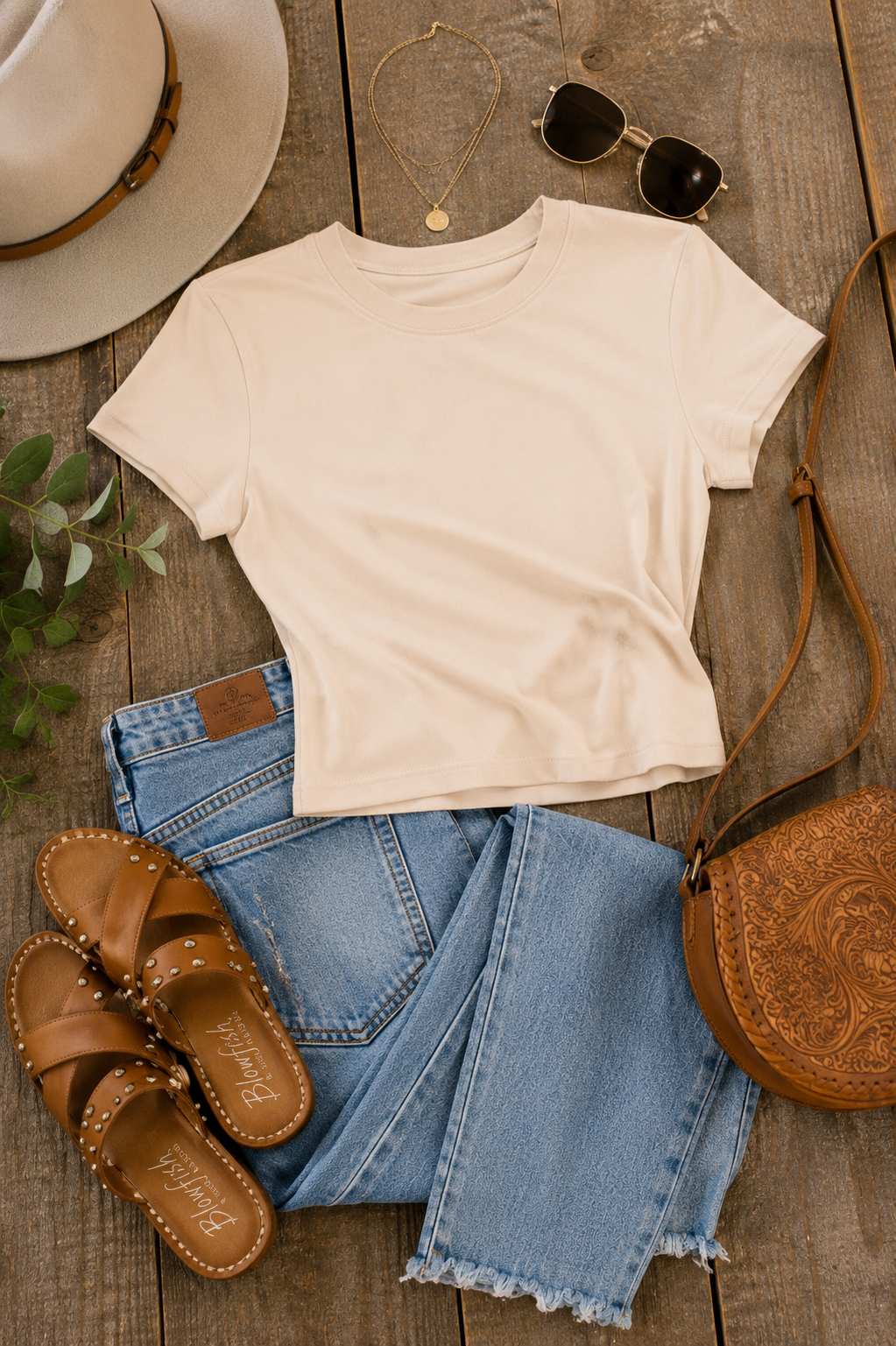 Everyday Essential Sand Beige Cropped Tee