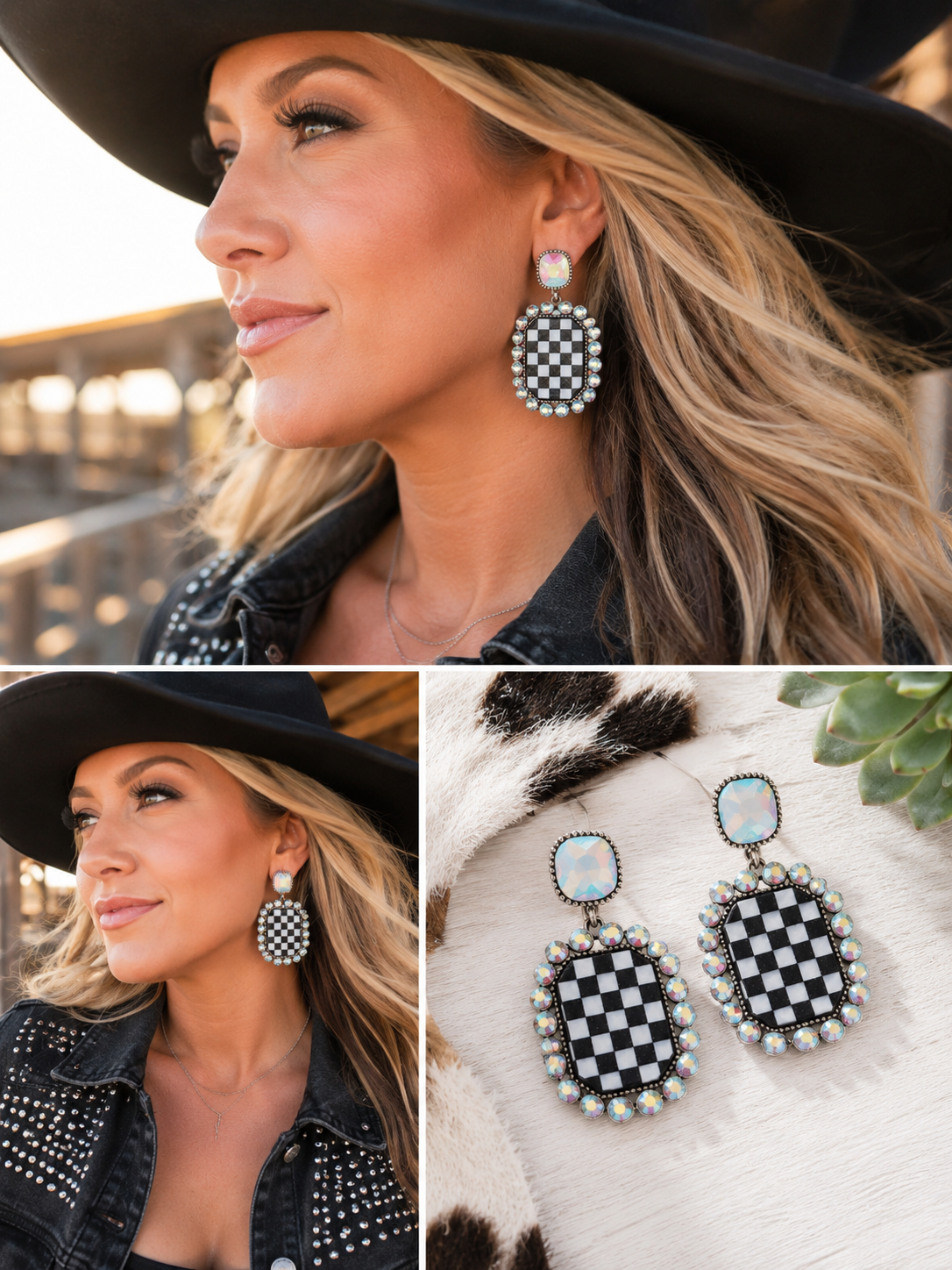 Checkmate Cowgirl Statement Earrings