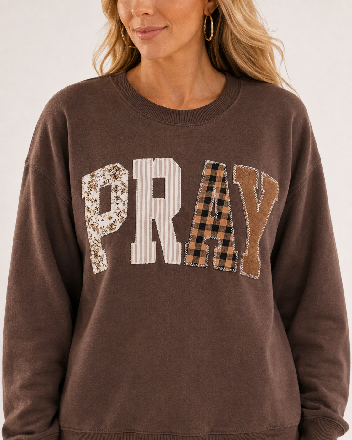 Pray Through It Patchwork Western Sweatshirt