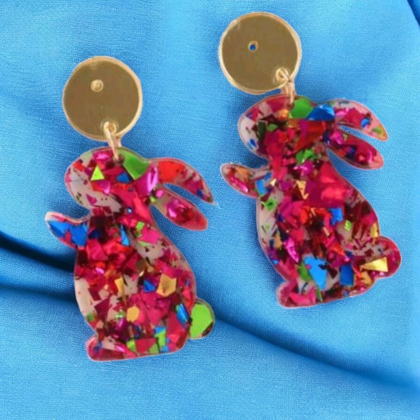 Glitter Easter Bunny Post Fashion Earrings