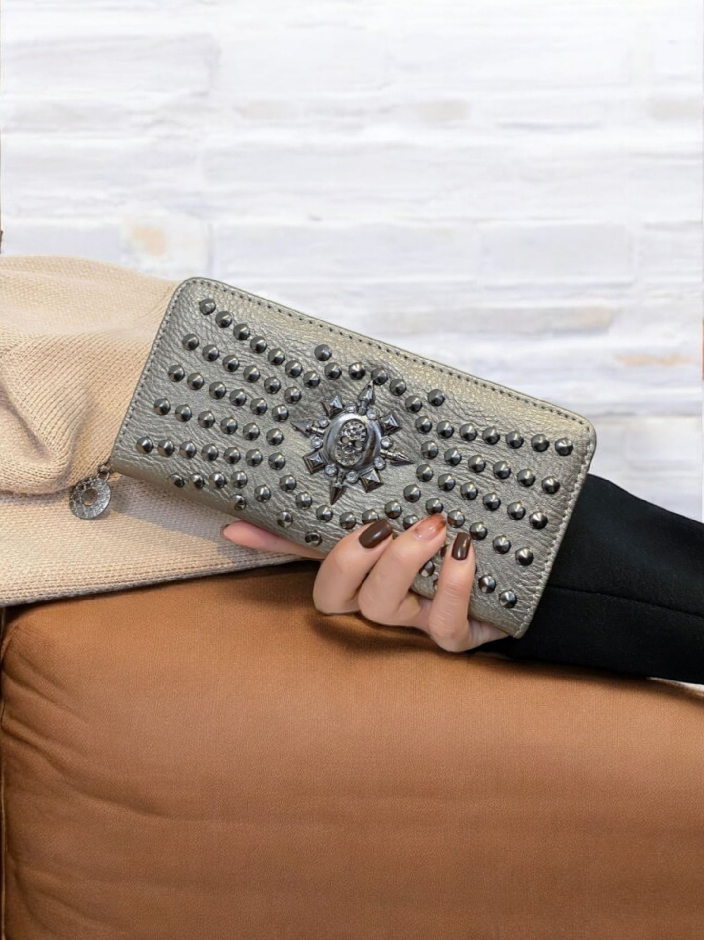 Riveted Skull Bound Oversized Fashion Wallets