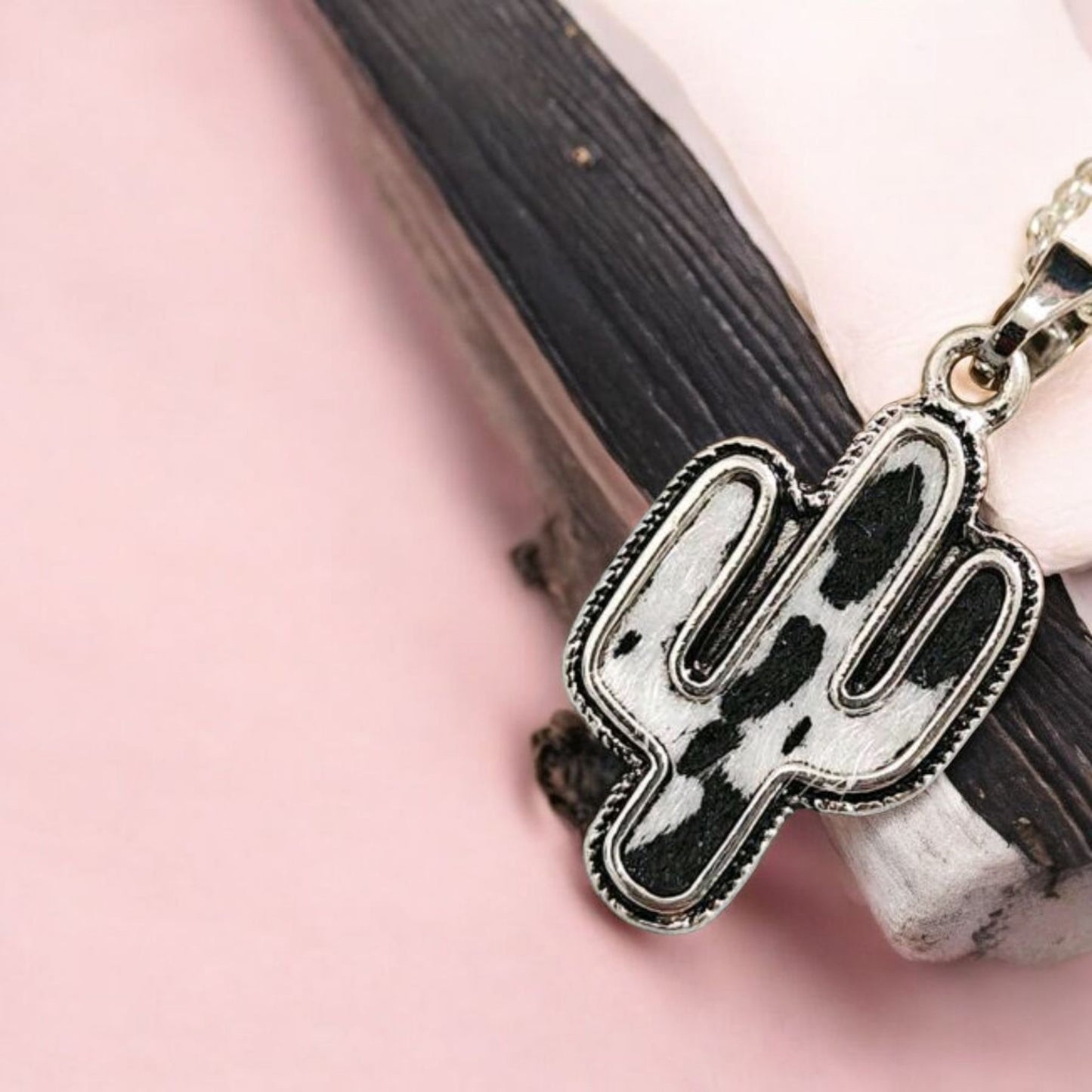 Cow Spotted Cactus Western Fashion Necklace