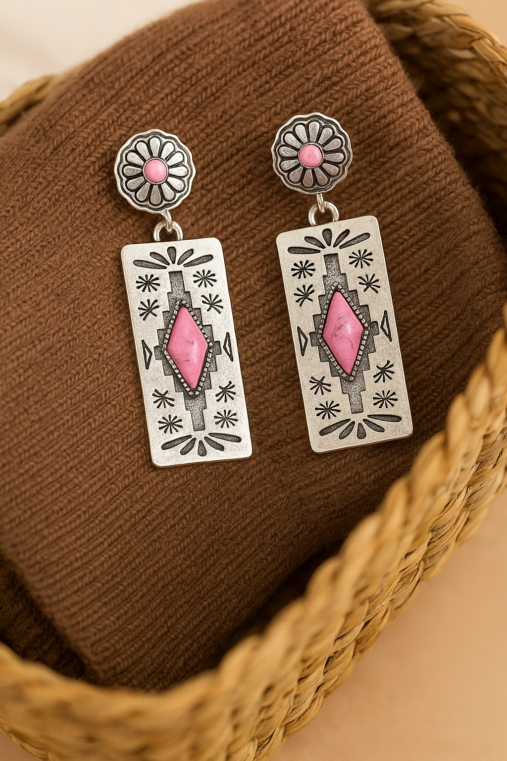 Western Sky Drops – Turquoise Engraved Western Earrings