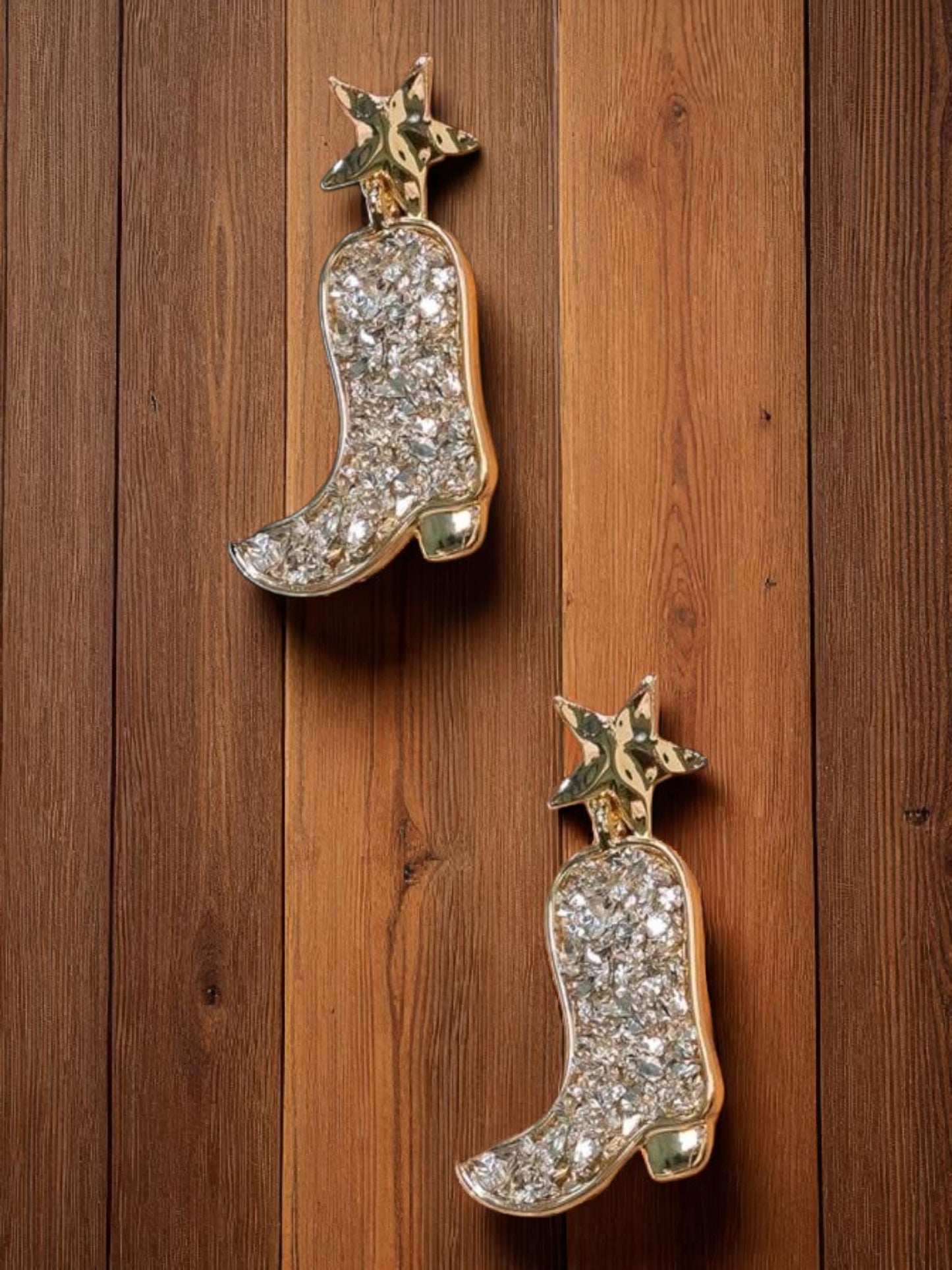 The Light Go Out Glitter Cowgirl Boots Fashion Earrings