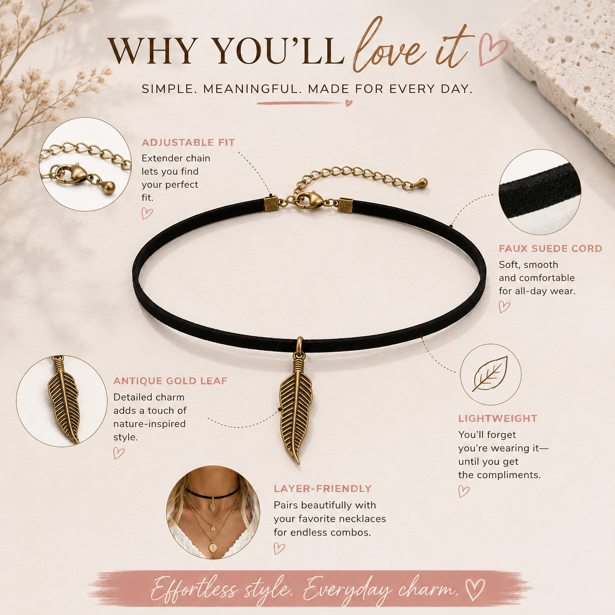 Whisper Leaf Suede Choker