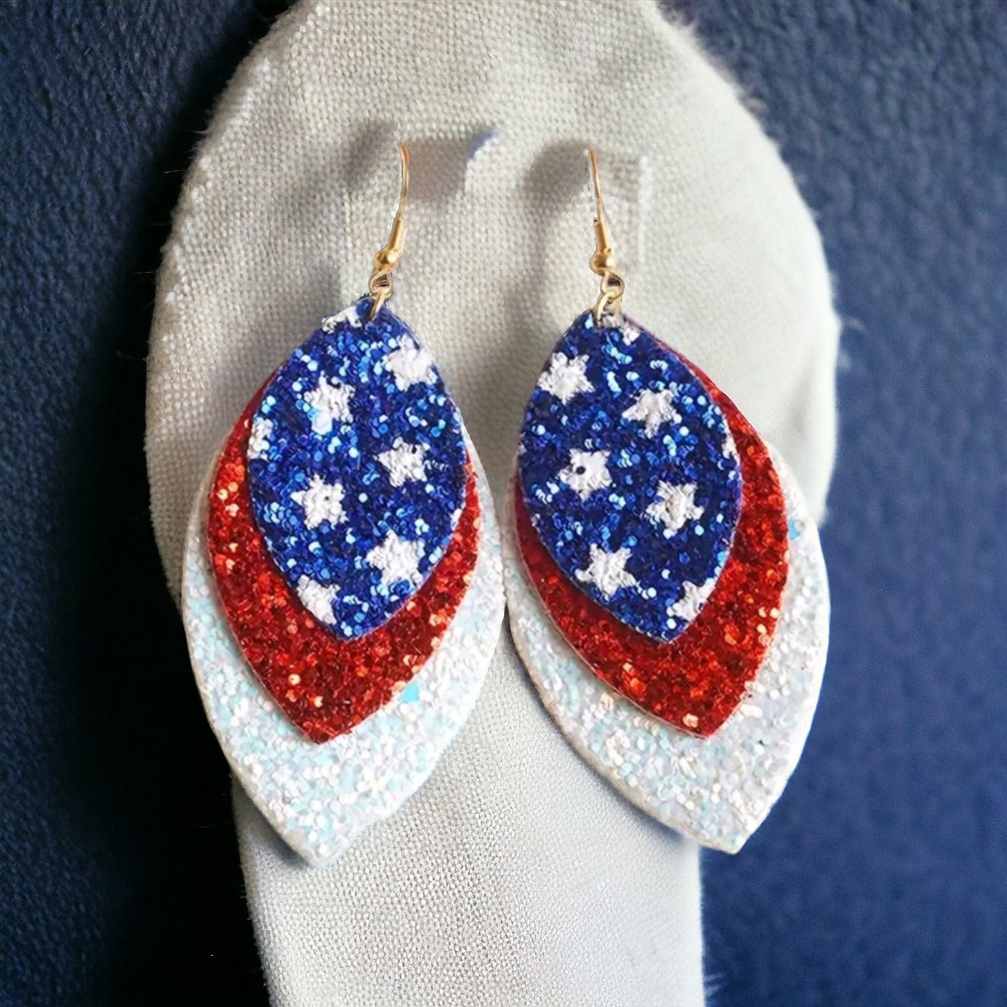 Patriotic Shimmer Star Drop Earrings