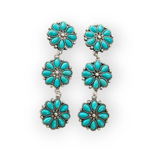 Blossom Drop 3 Tier Western Dangle Earrings