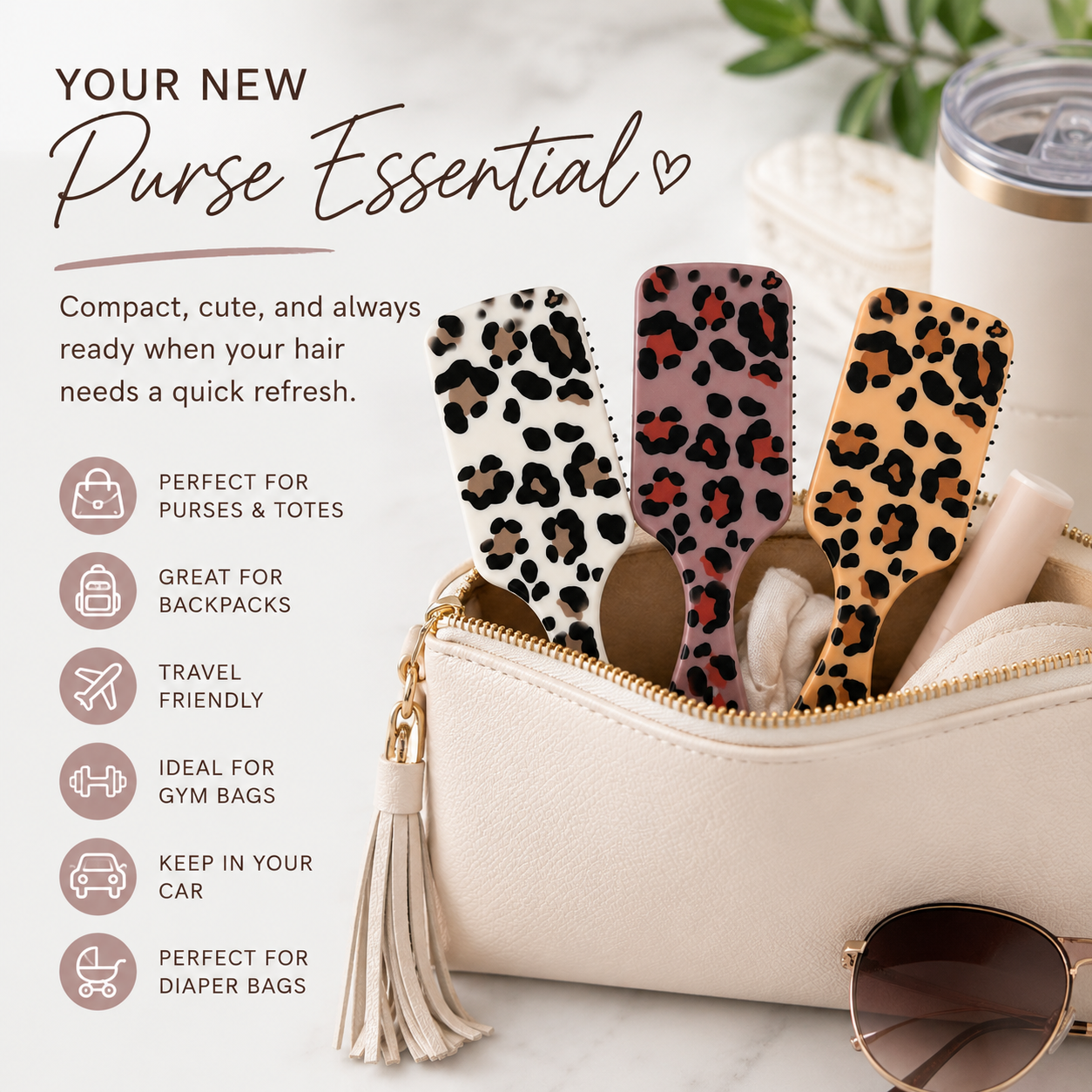 Wild Mane Purse Brush | Compact Detangling Hair Brush