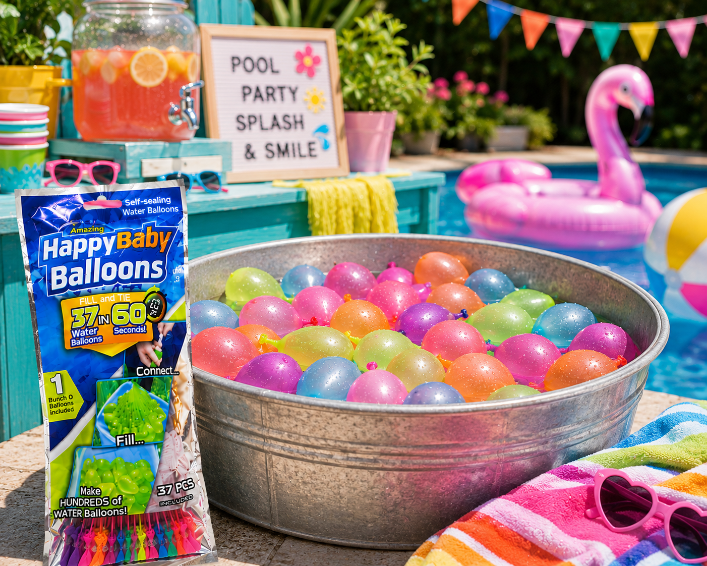 Splash Squad Quick-Fill Water Balloon Bundle | Self-Sealing Summer Water Balloons for Pool Parties, Backyard Fun & Family Games