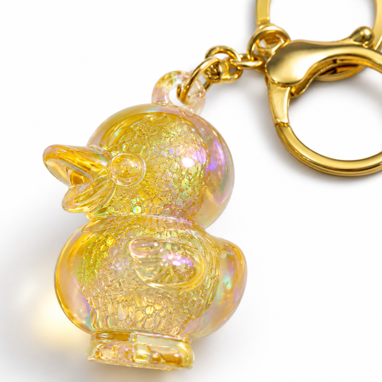 Iridescent Duck Keychain – Glossy Acrylic Bag Charm