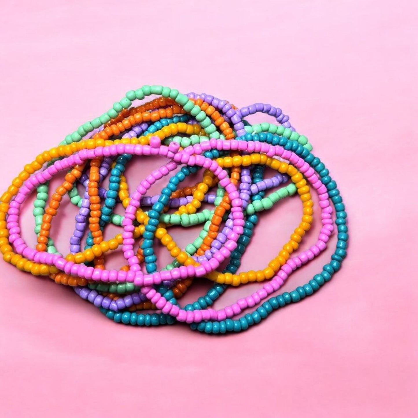 Sunset Sherbet Seed Bead Stretch Bracelet Stack