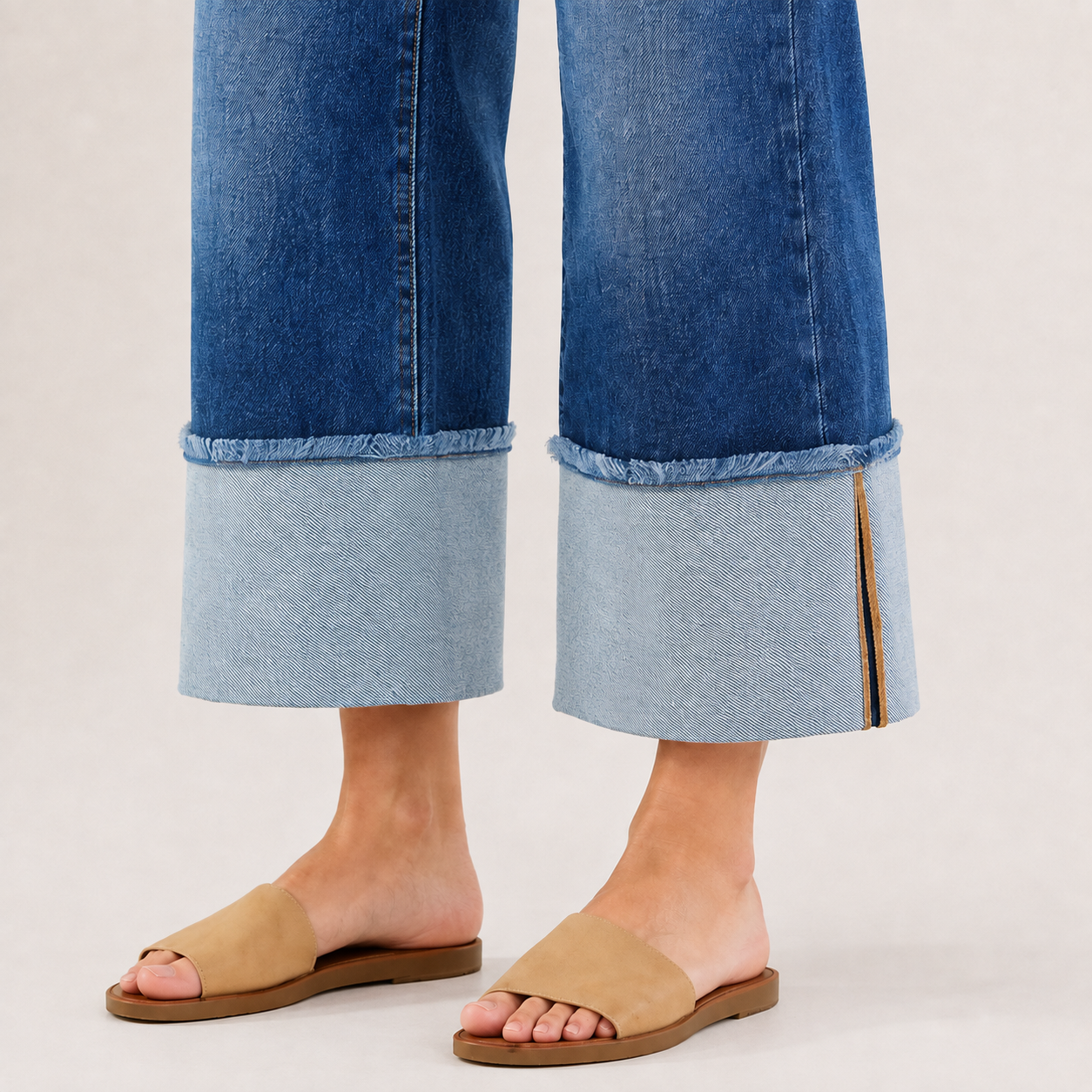 Dark Horizon Mid-Rise Wide-Cuff Jeans by RISEN