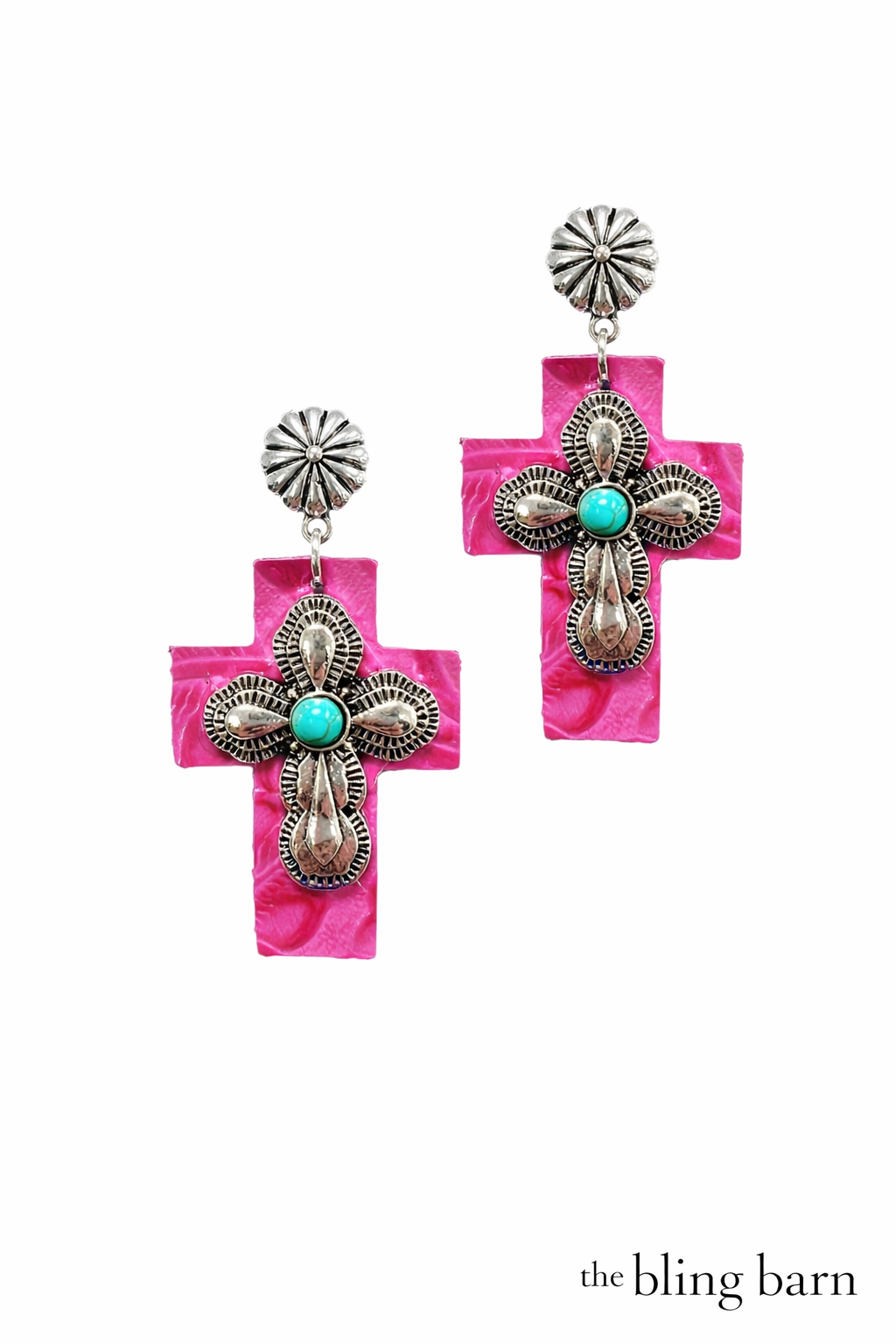 Pink Pony Cross Earrings
