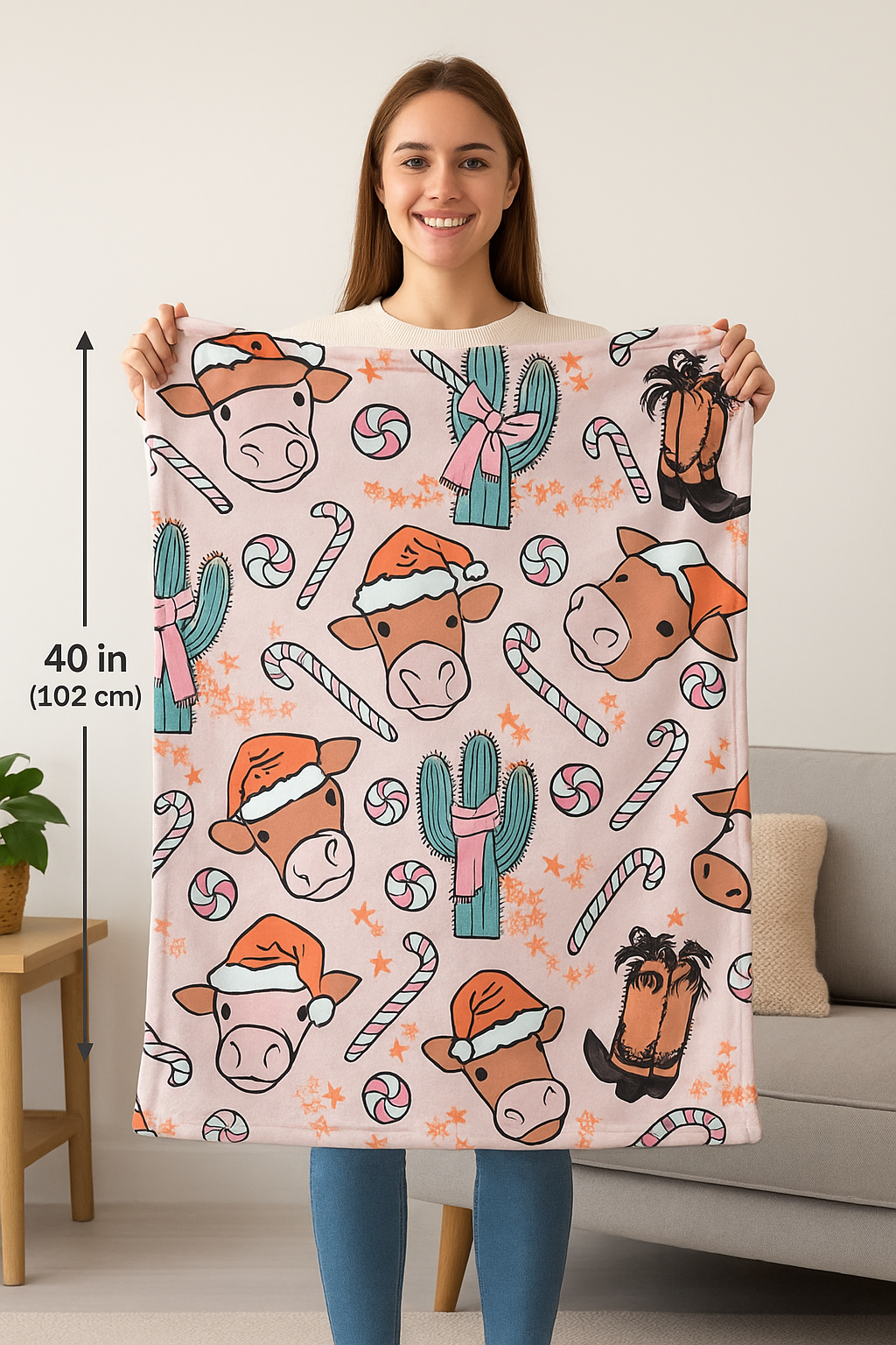 Western Christmas Lap Blanket – Cozy Cowgirl Holiday Throw Collection