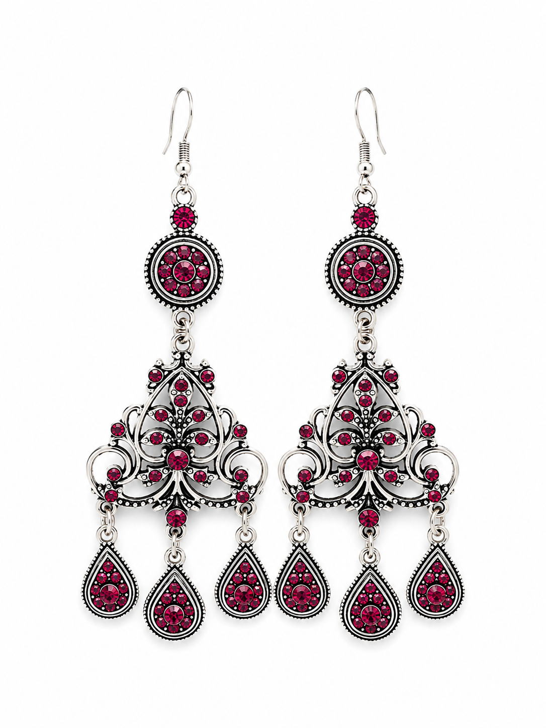 Ruby Romance Chandelier Earrings