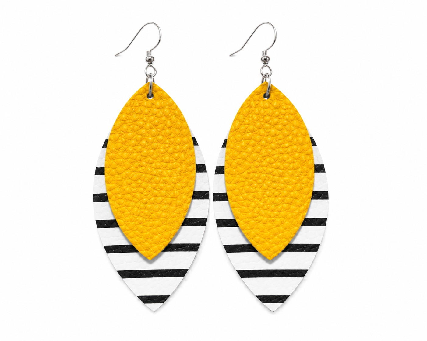 Golden Hour Stripes Layered Leather Earrings