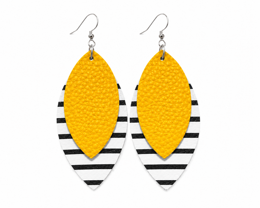 Golden Hour Stripes Layered Leather Earrings
