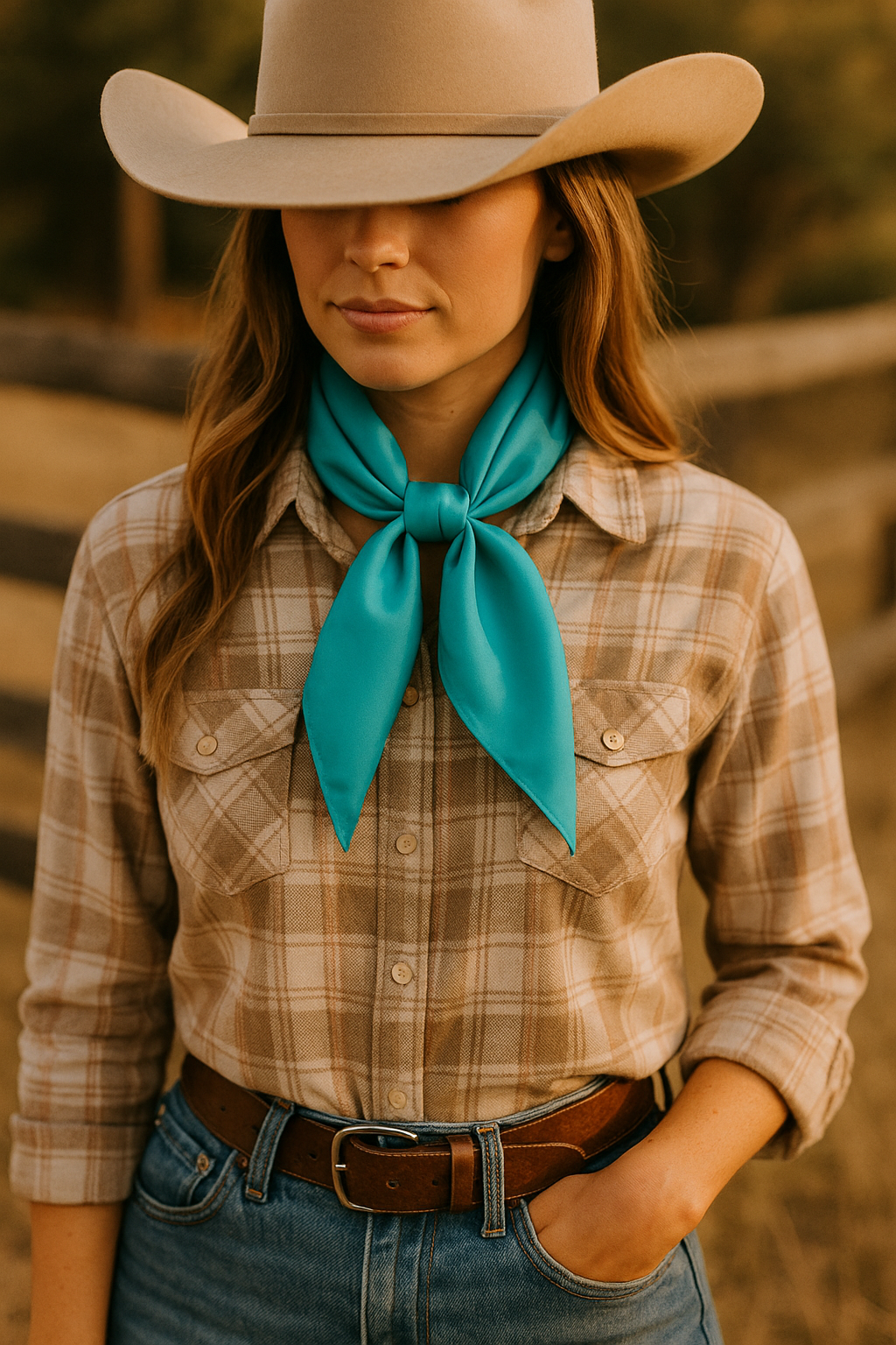 Ranch Riviera Scarf – Turquoise Satin Western Square