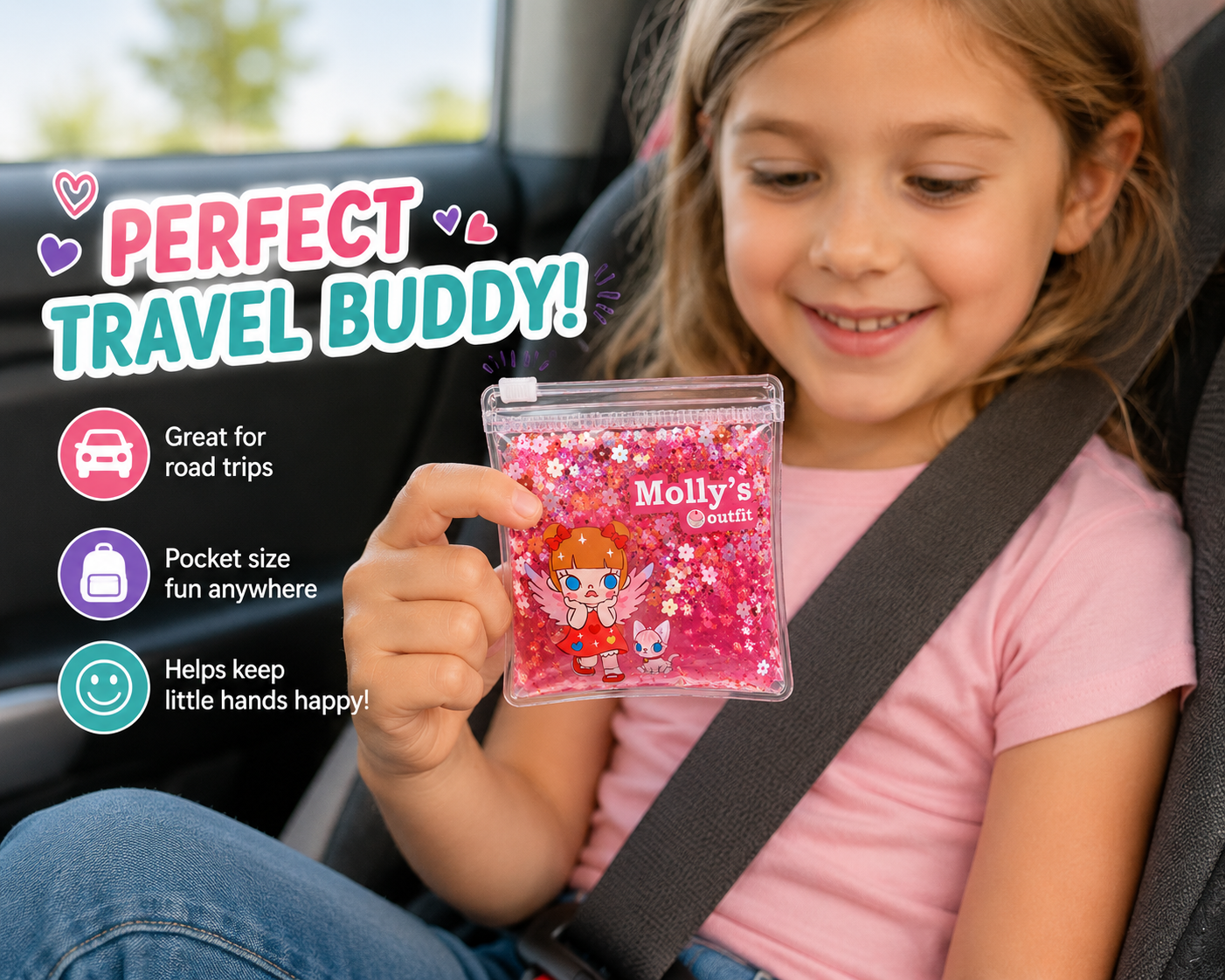 Mini Sparkle Sensory Pouch | Squishy Glitter Fidget Toy for Kids | Party Favor, Classroom Reward & Travel Toy