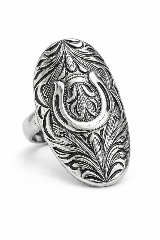 Lucky Spur Western Horseshoe Statement Ring