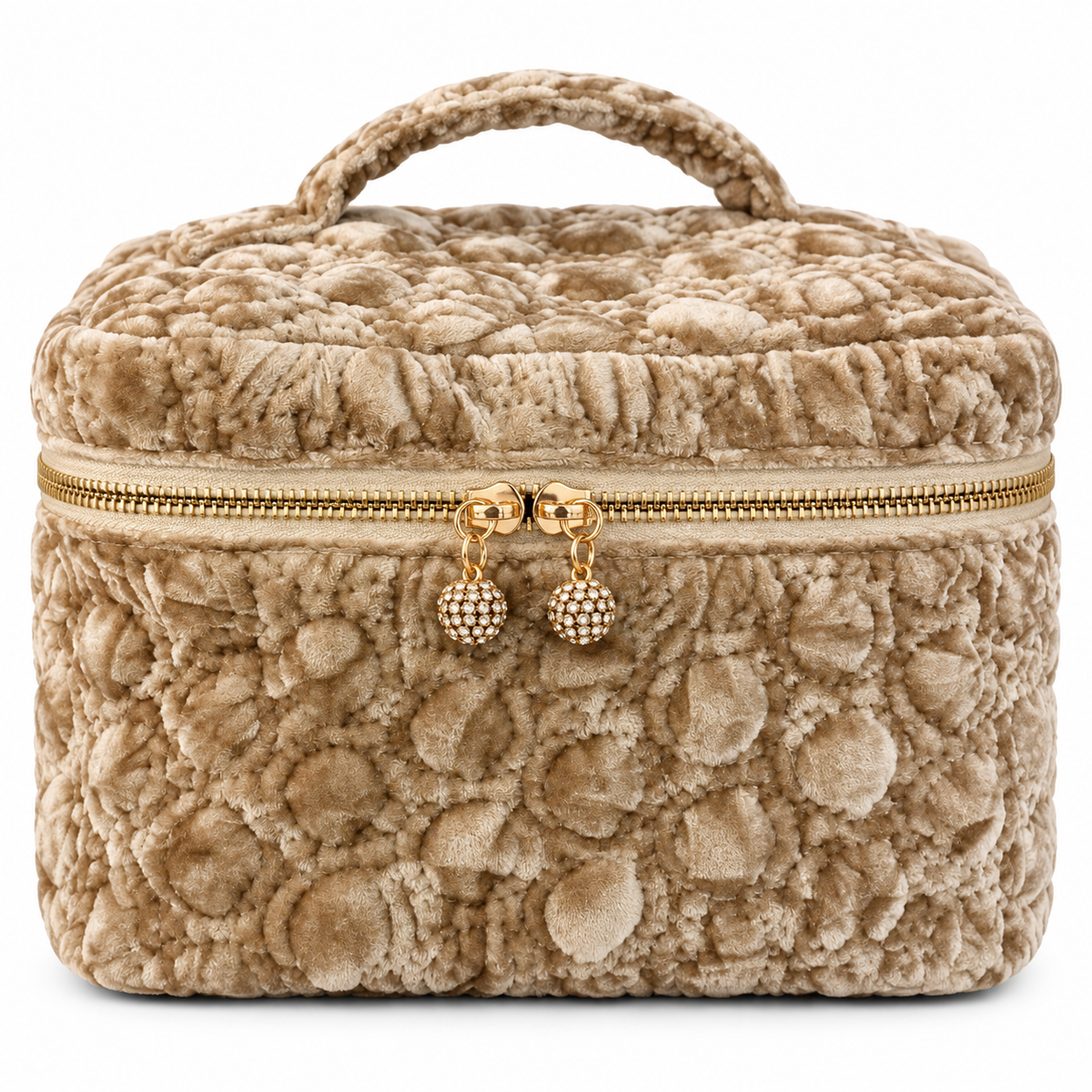 The Velvet Hour Vanity Case – Quilted Cosmetic Organizer
