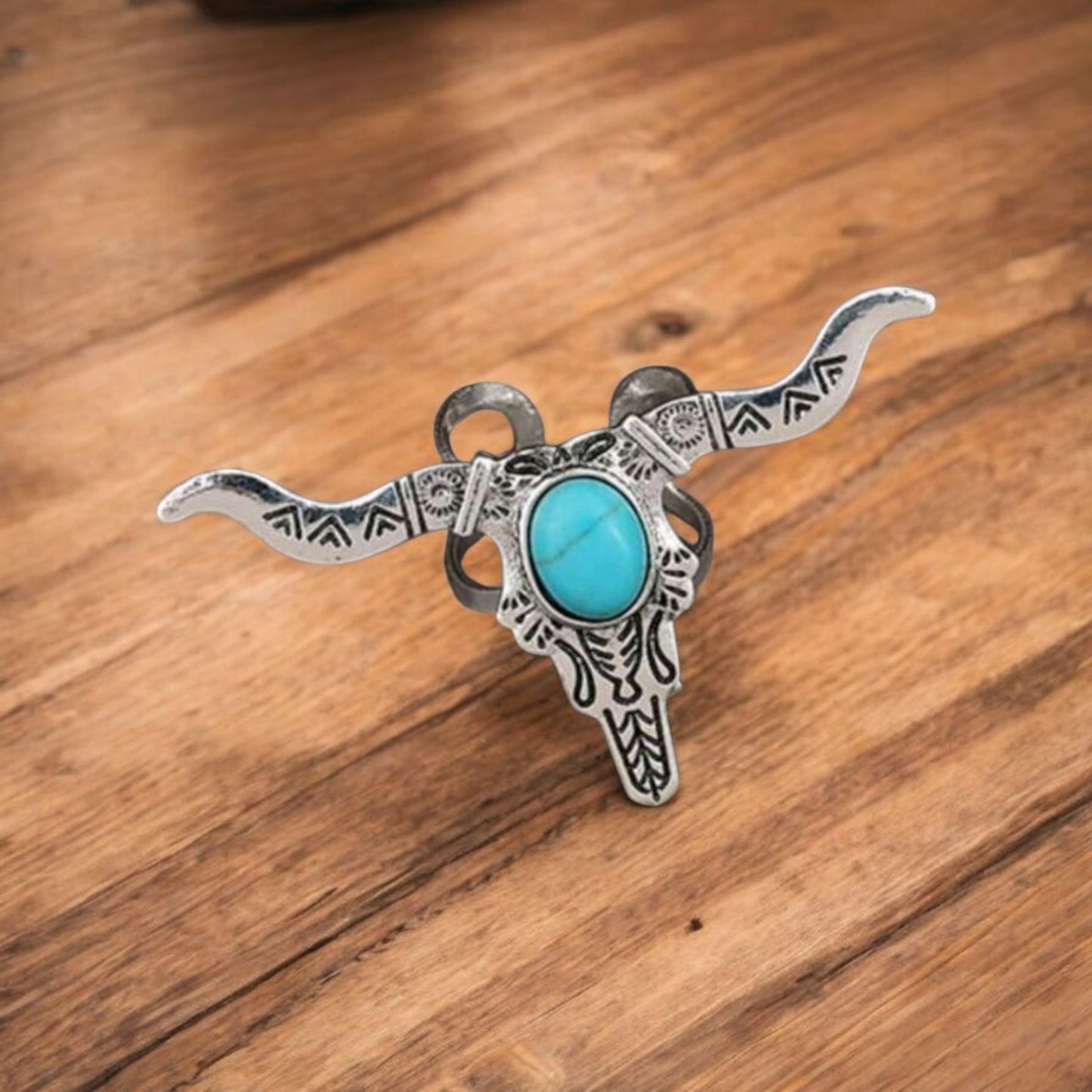 Adjustable Bull Skull Metal Fashion Ring