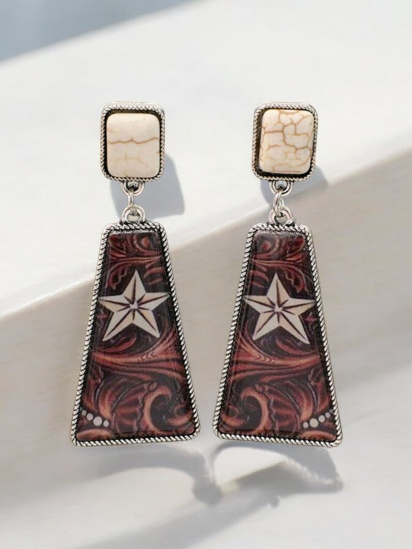 She's A Texas Star Western Fashion Print Earrings