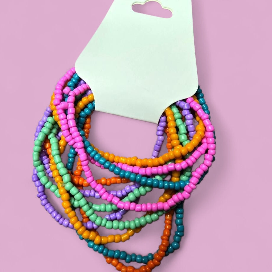 Sunset Sherbet Seed Bead Stretch Bracelet Stack