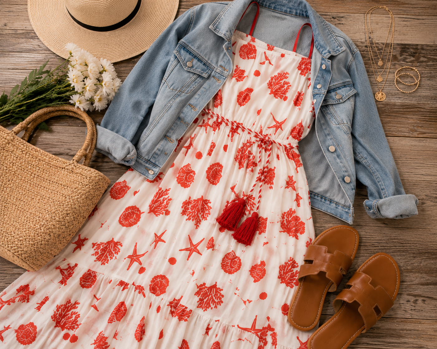 Coral Coast Midi Dress