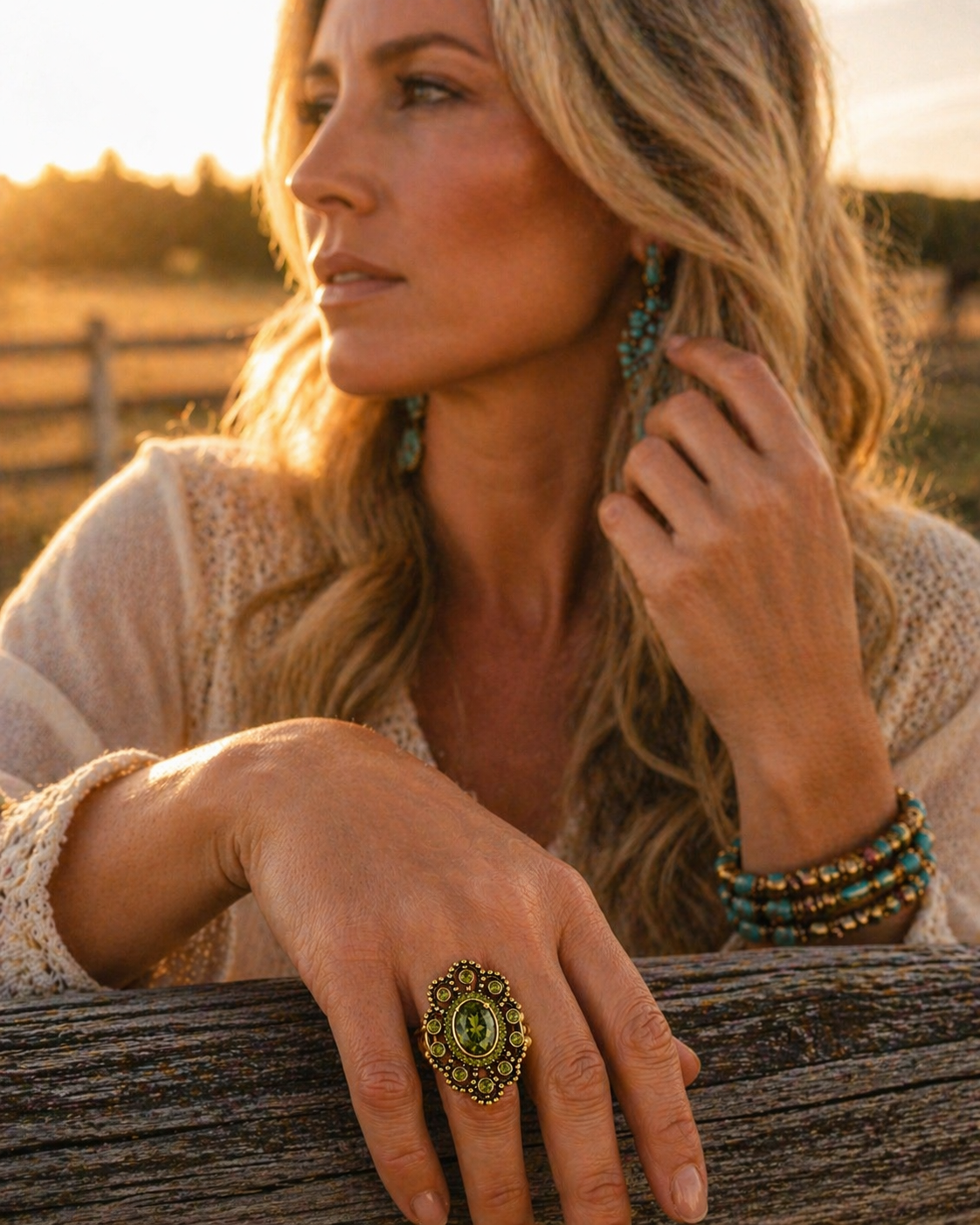 Midnight Sage Halo Ring