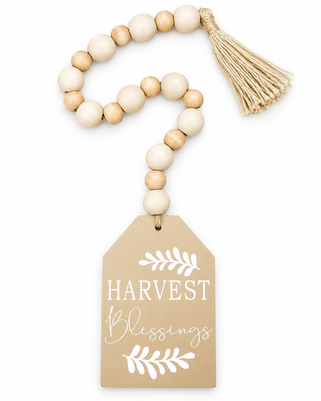 Harvest Blessings Beaded Fall Door Hanger – Neutral Thanksgiving Decor