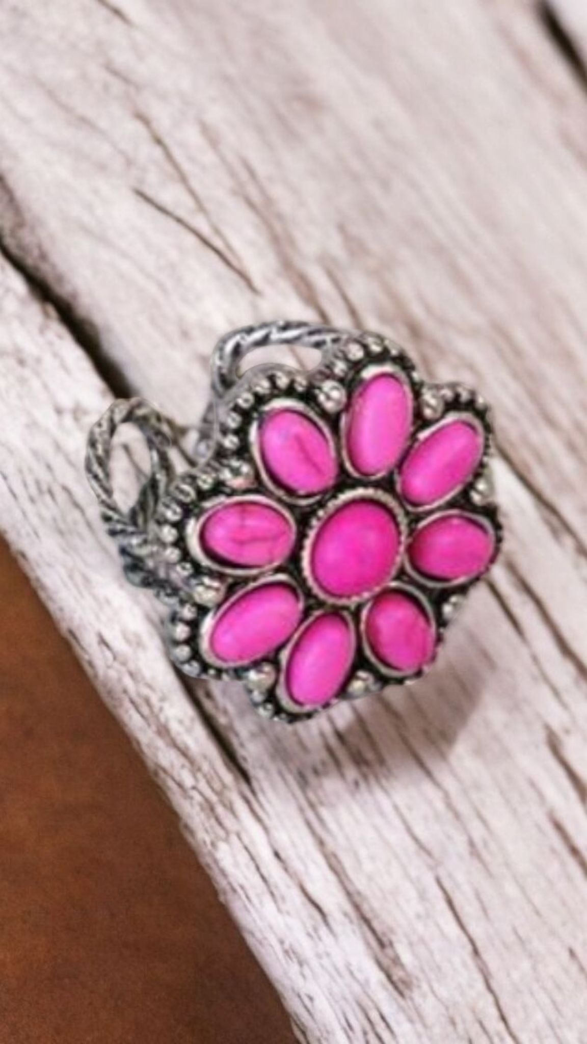 Western Blossom Pink Adjustable Fashion Ring
