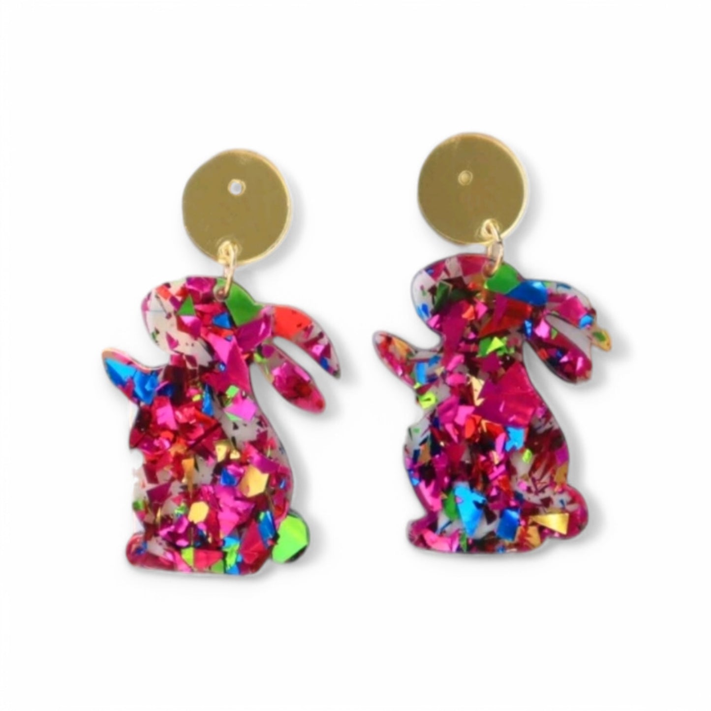 Glitter Easter Bunny Post Fashion Earrings