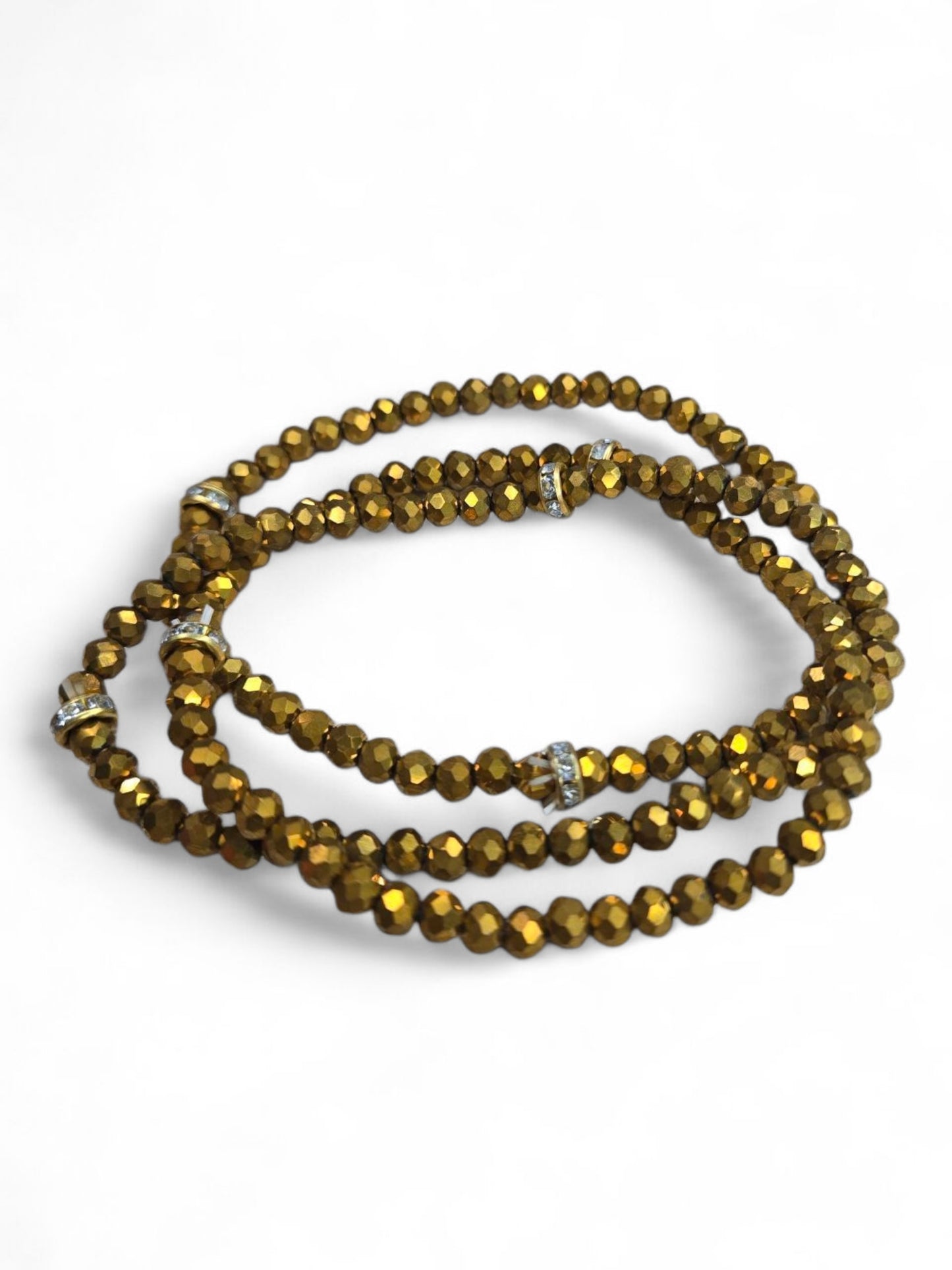 Metallic Mini Glass Bead Stretch Bracelets Set of 3