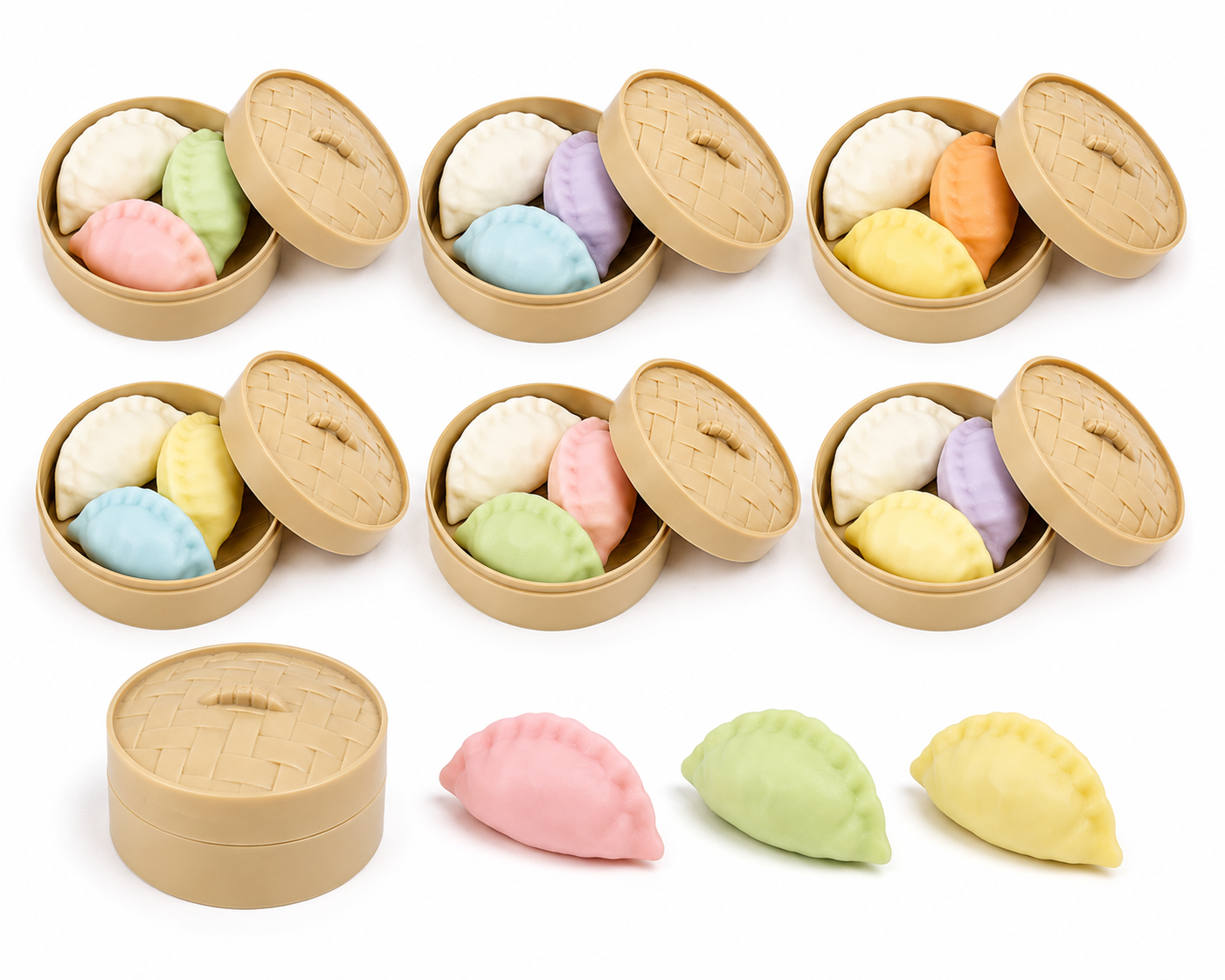 Potsticker Squishies – 3-Piece Sensory Fidget Set (Random Color)