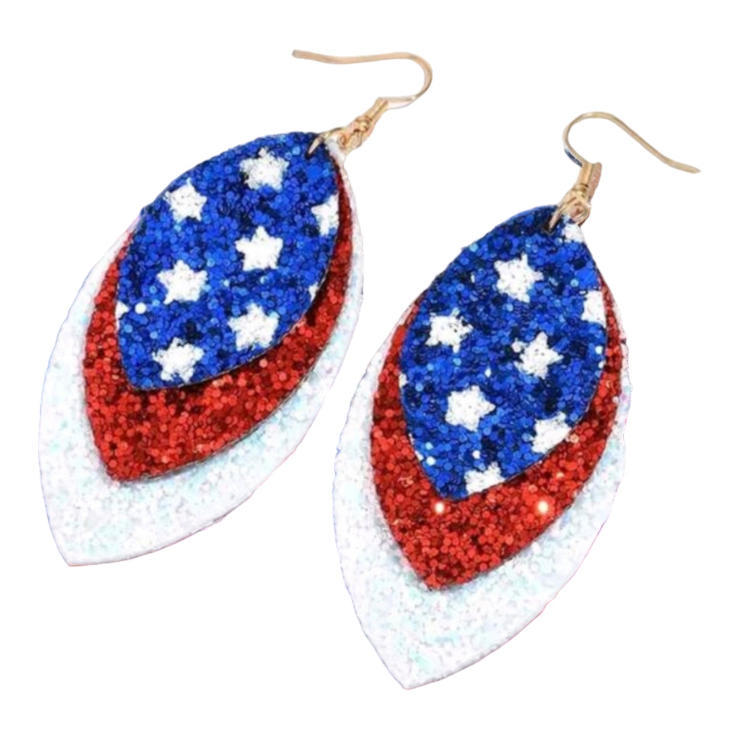 Patriotic Shimmer Star Drop Earrings