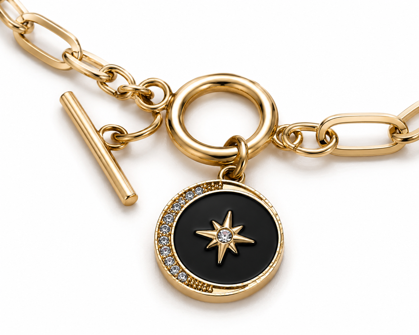 Midnight Compass Paperclip Bracelet