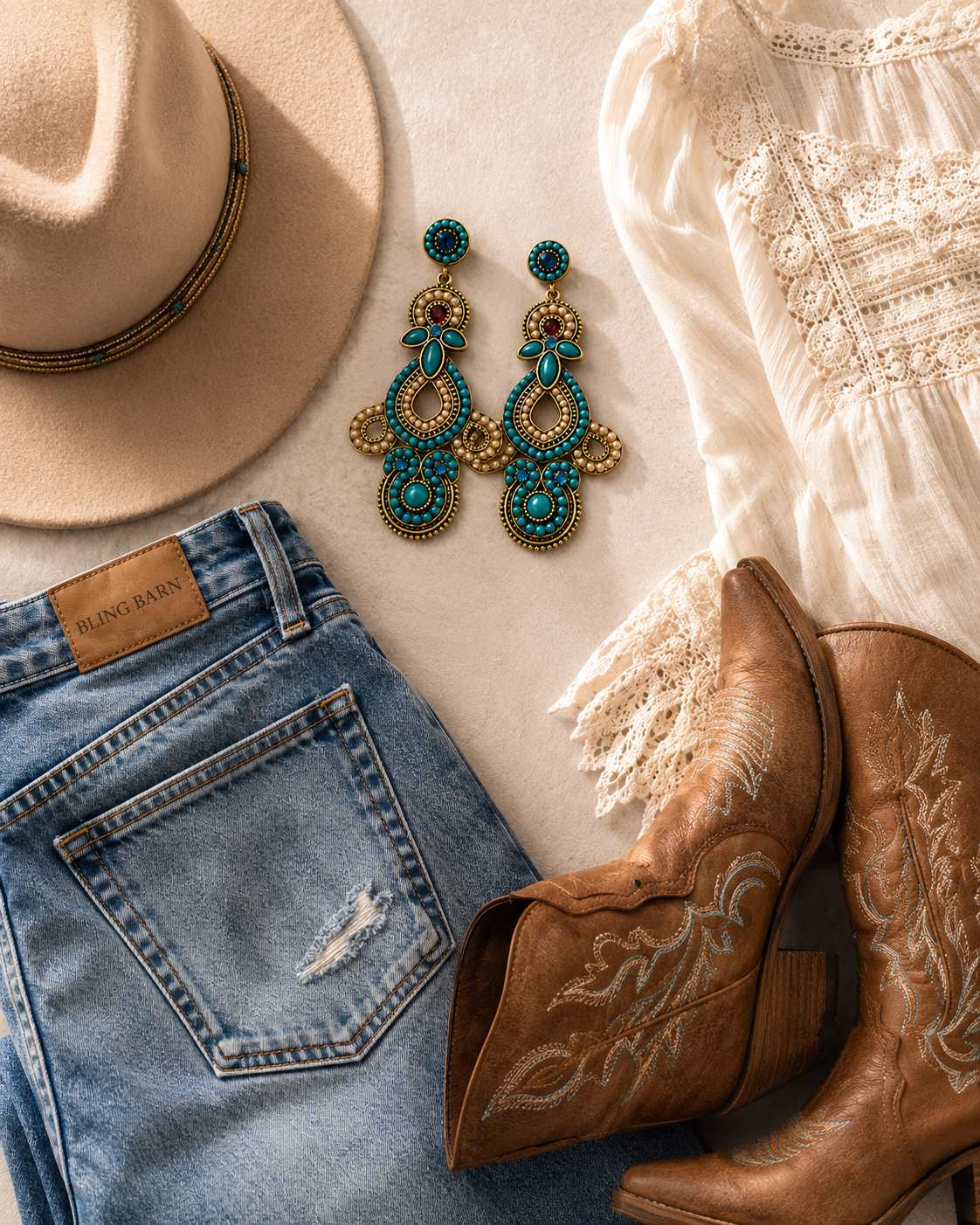 Mesa Pearl Turquoise Statement Earrings