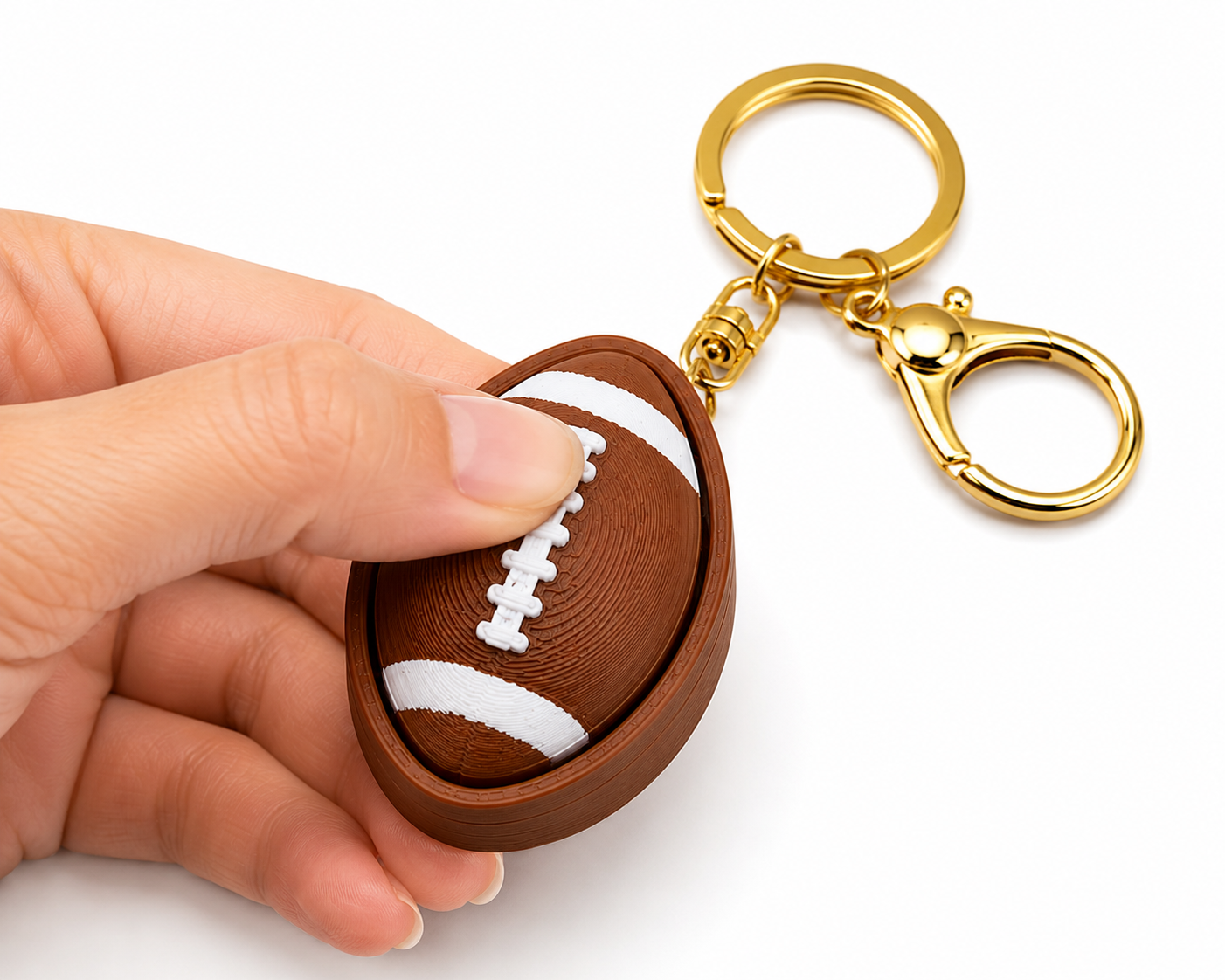 3D Printed Sports Clicker Fidget Keychain with Gold-Tone Clasp, Choice of Baseball, Football, Basketball, Volleyball, Tennis or Golf
