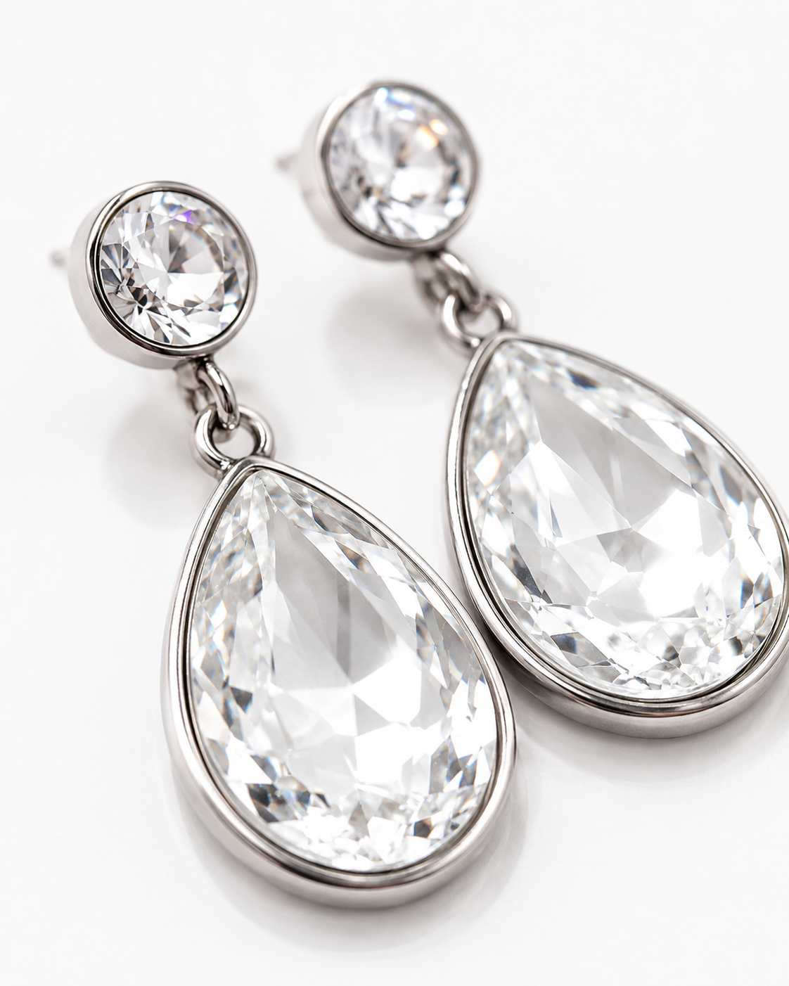 Crystal Clear Teardrop Earrings