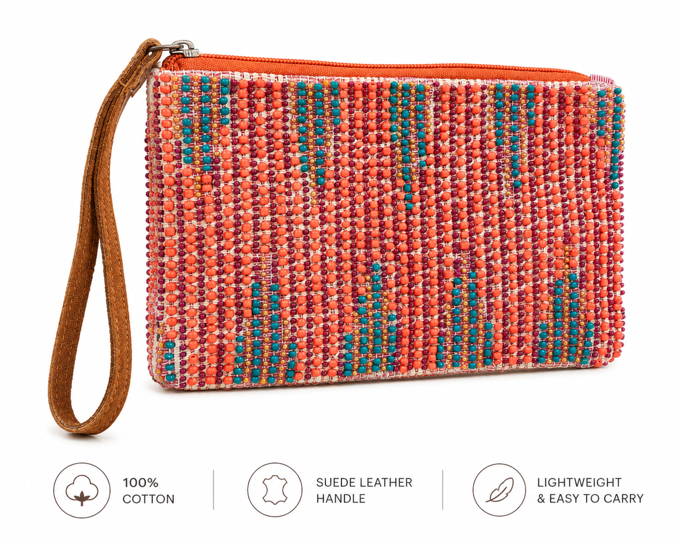 Coral Coast Beaded Wristlet | Coastal Cowgirl Boho Wristlet
