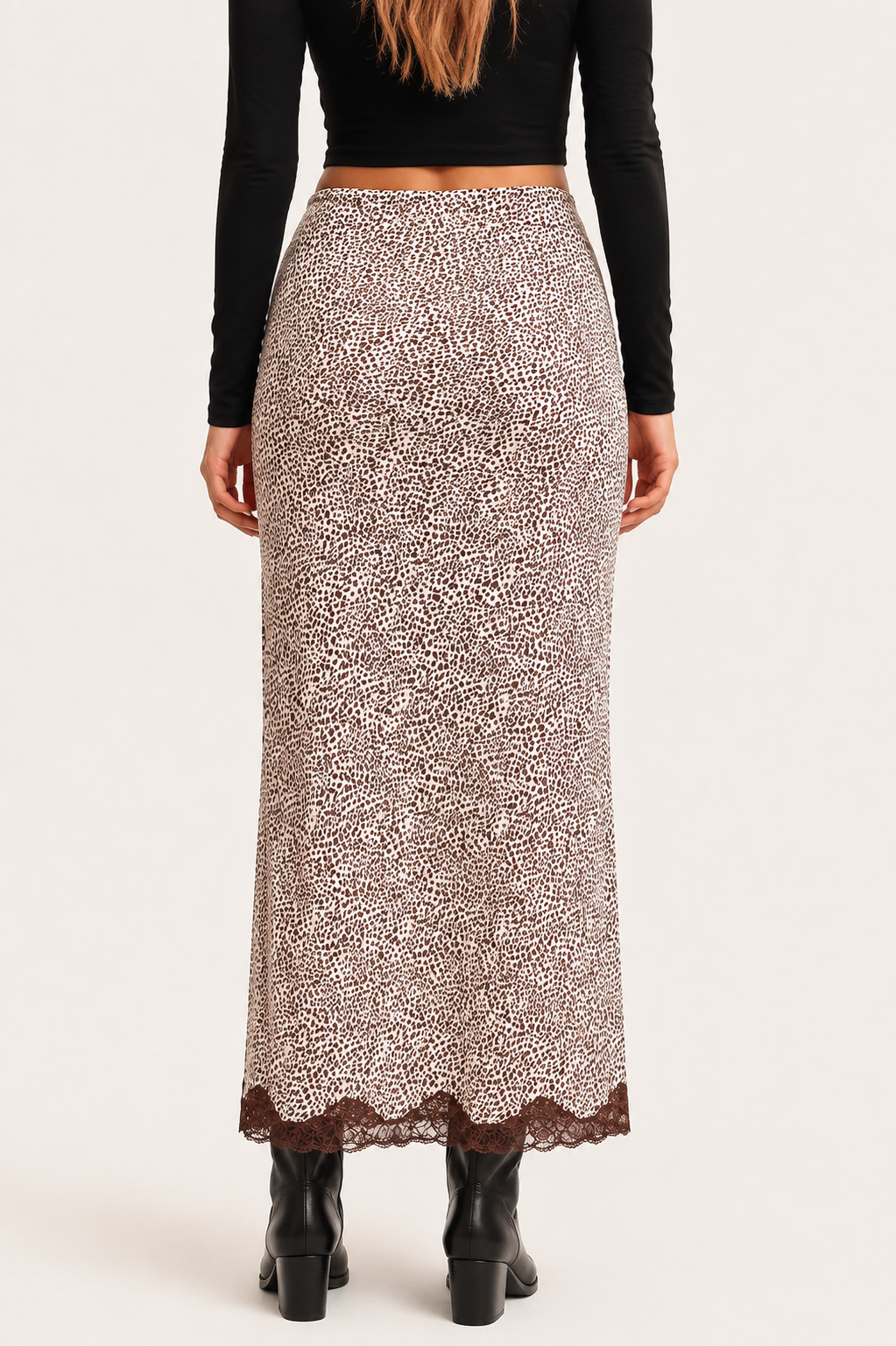 Saddle & Lace Cheetah Print Western Maxi Skirt