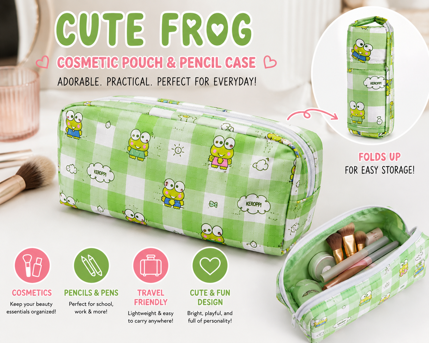 Cute Frog Cosmetic Pouch & Pencil Case