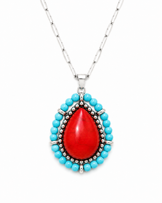 Seeded And Beaded Western Love Teardrop Chain Necklace