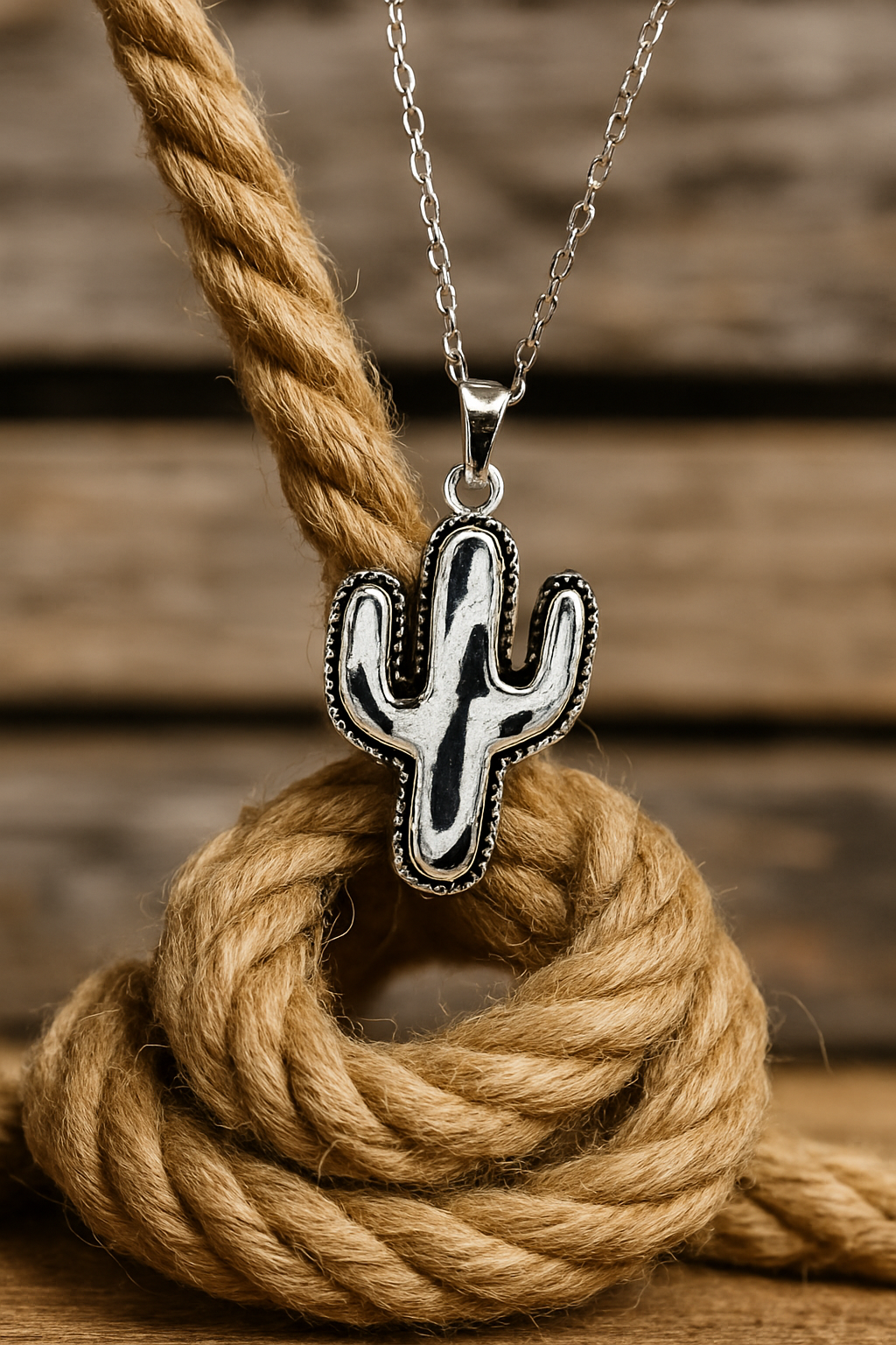 Cow Spotted Cactus Western Fashion Necklace