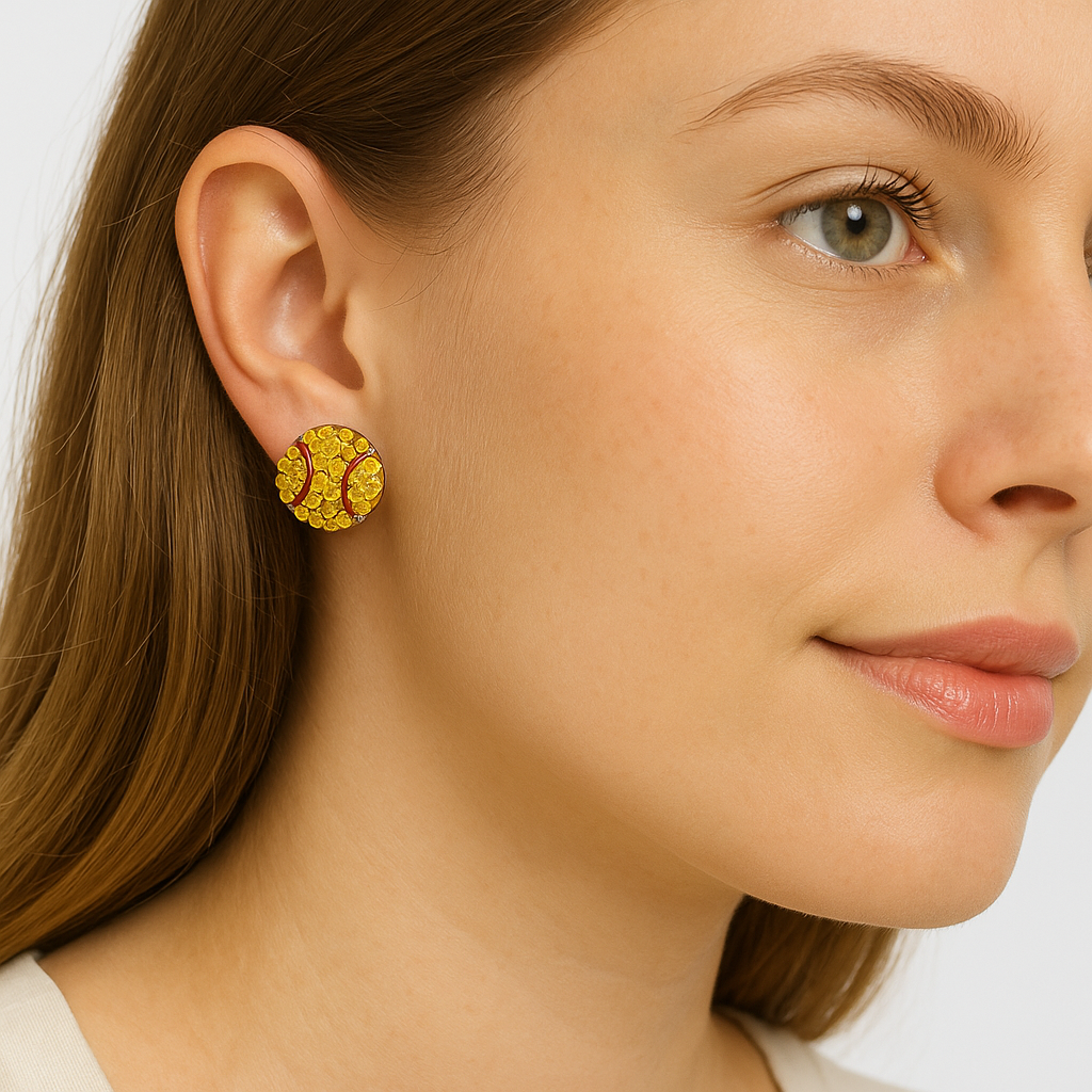 On Her Game Rhinestone Sports Stud Earrings
